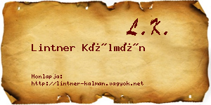 Lintner Kálmán névjegykártya